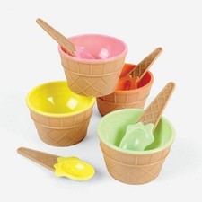 Ice Cream Dishes with Spoons 12 count. 3 of each color