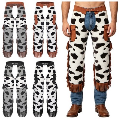 DE iEFiEL Herren Cowboy Chaps Männer Halloween Kostüm Erwachsene Western Quasten