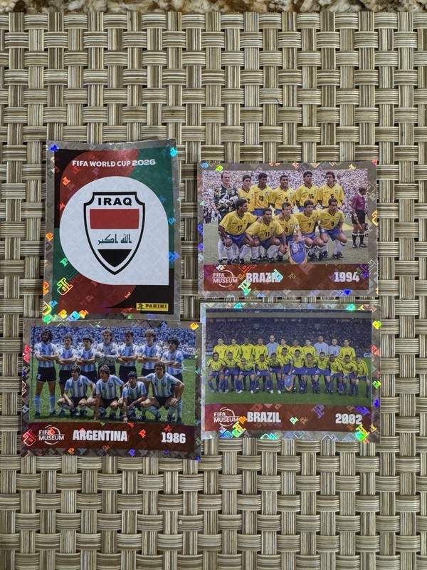 2026 Panini FIFA World Cup Flag Prizm 4 Foil Sticker Lot Argentina, Brazil