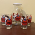 Vintage Set Snoopy's Kitchen Carafe With Lid And 4 Glasses, Peanuts-Made in USA — photo 1