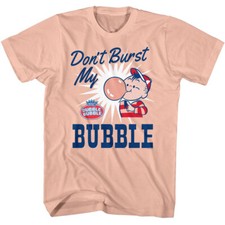Dubble Bubble Gum Men's T Shirt Don't Burst My Bubble Tootsie Roll Peach Cotton