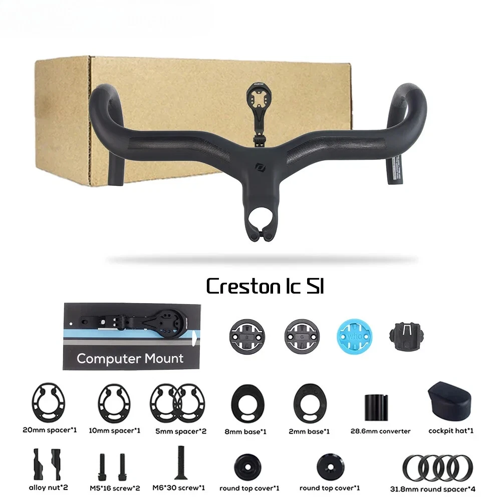 Guidon Intégré Carbone 1k Pour Vélo De Course – Twitter – 31.8mm – Noir – 653236974