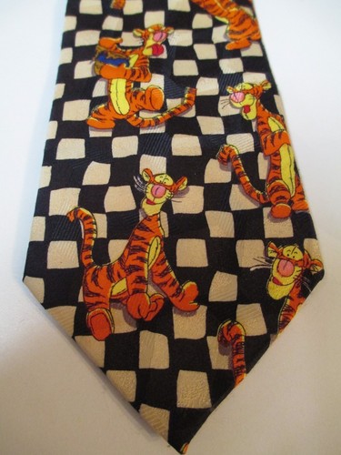 Winnie Pooh Tigger Men's Neck Tie Disney Honey Checkered Tiger