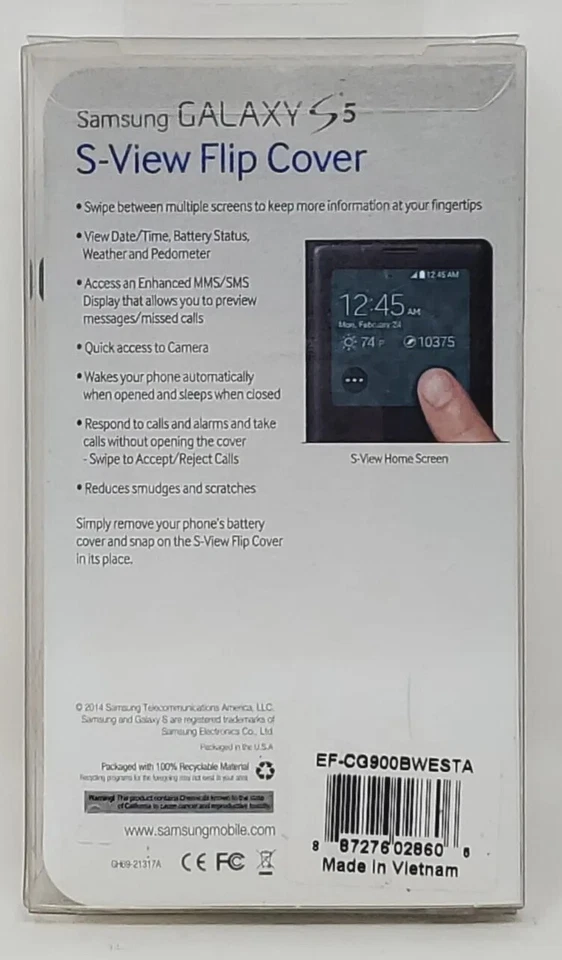 Funda Original Samsung S-View Abatible para Galaxy s5 - Blanca Foto 3 de 3