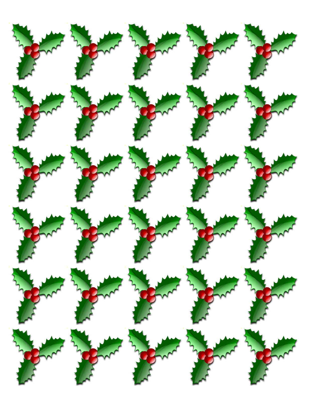 30 X HOLLY & BERRY LEAVES RICE PAPER CHRISTMAS - EDIBLE CUPCAKE CAKE TOPPERS D2