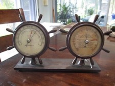 Swift & Anderson ship wheels barometer & thermometer brass working glass faced