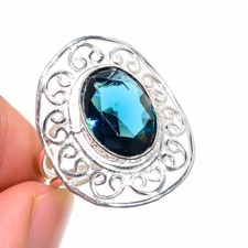 London Blue Topaz Gemstone 925 Sterling Silver Jewelry All Size Ring For Gift