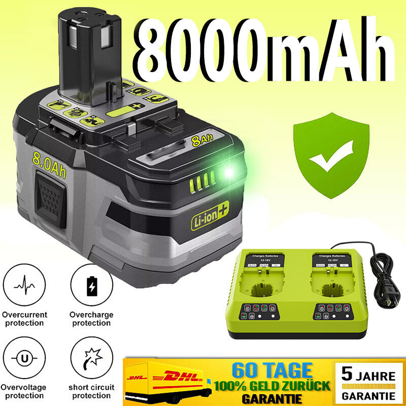 Batería 18V 8.0Ah 12Ah 5Ah para RYOBI One Plus Litio RB18L40 P108 P104 Batería DE