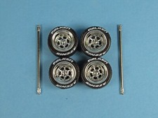 1/64 Wheel and Tire Set Real Riders Longchamp XR-4 Chrome With Falken Azenis