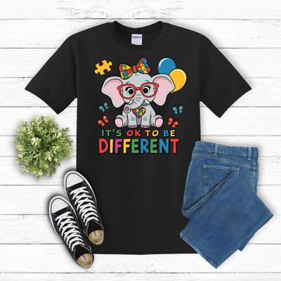 It's Okay To Be Different Autism Awareness Cute Elephant T-Shirt S-3XL