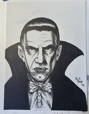 Dracula Bela Lugosi NEW Horror Original drawing By Frank Forte RARE Universal