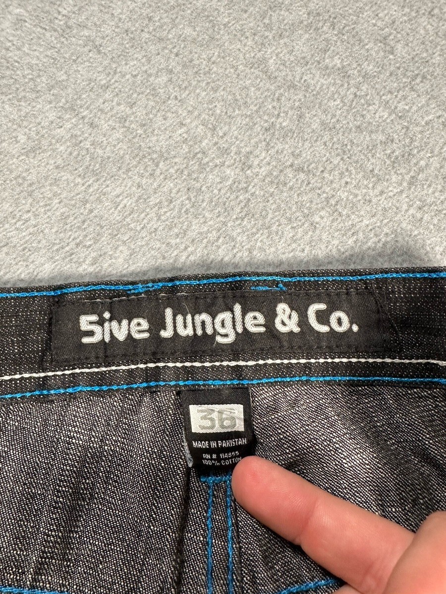 Vintage 5ive Five Jungle Jeans Dark Black Denim Blue Stitch Vintage 5ive Five Jungle Jeans Dark Black Denim Blue Stitch