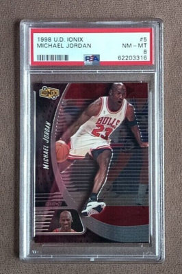 #ad 1998 99 Upper Deck Ionix Michael Jordan Card #5 PSA Graded 8 NM MT Clean Case $19.99