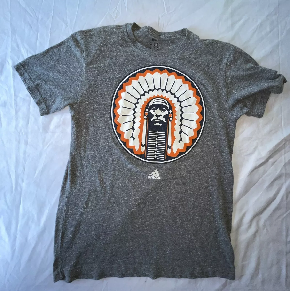 Univ of Illinois FIGHTING ILLINI CHIEF ILLINIWEK S/S T-Shirt S Banned  Tri-blend