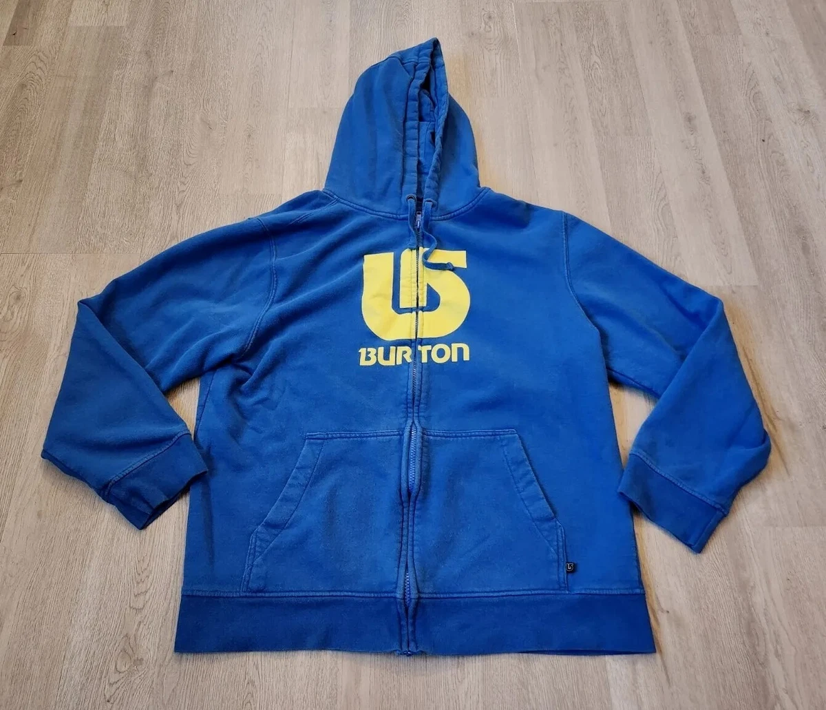 Burton Snowboards Hoodie Men s Large Blue Sweater Logo Full Zip Up