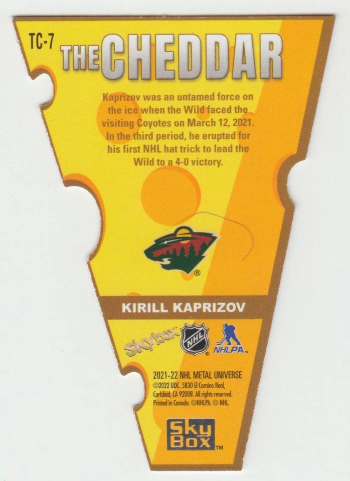 2021-22 Skybox Metal Universe The Cheddar Kirill Kaprizov Minnesota Wild #TC-7 - Image 2 of 2