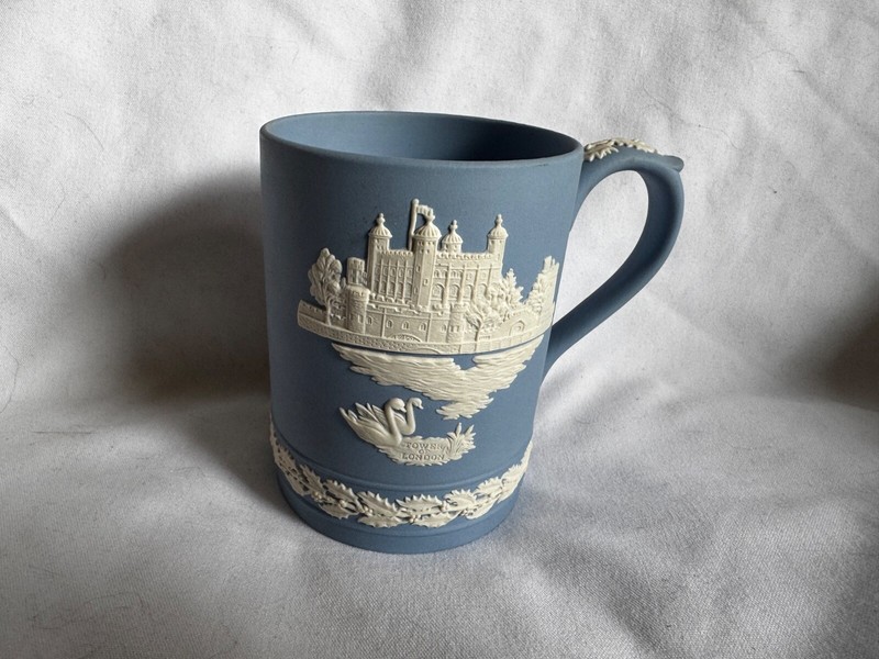 Wedgwood Christmas 1973 Tower of London Blue Jasperware Mug/Cup England