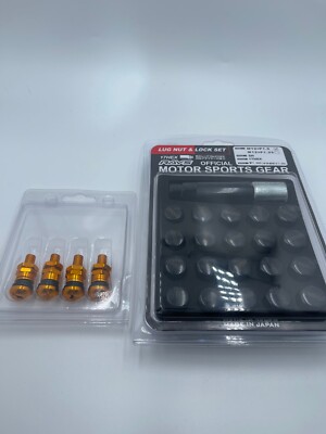 Rays 17Hex Lug Nut & Lock Set Black M12xP1.5 20PC with valve kit JDM Wake set 4