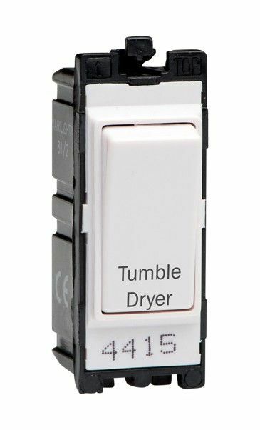 Varilight G201DW.TD Powergrid Module White 20A 1W DP Switch 'Tumble Dryer'