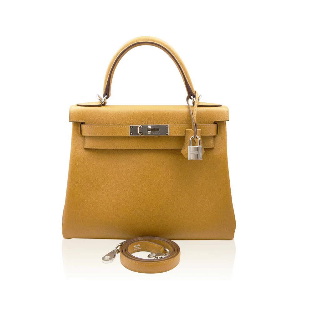 Hermes Kelly 28 Retourne II Evercolor Calfskin Caramel Rose D