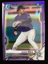 2021 Bowman Chrome Draft JADEN HILL 1st Rookie PURPLE REFRACTOR #/250 Rockies RC