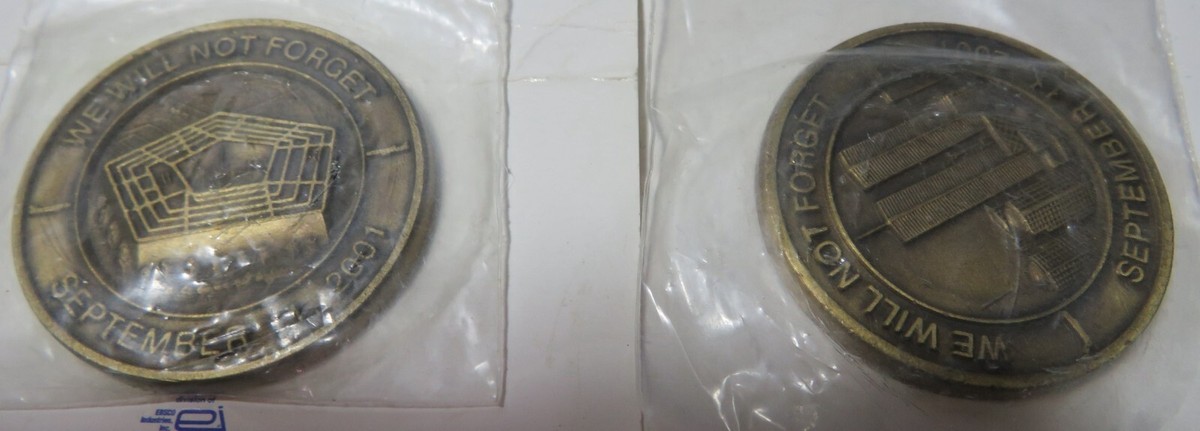 2 America Forever Changed Never Forget 9-11-01 Coin PENTAGON