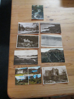 9 Schottische Postkarten - Inverary, Loch Fyne, Loch Melfort, Connemara, Braemar etc.