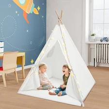 120*120*140cm Kids Tent Floor Standing Tent for 1-3 Kids Tent White with Light