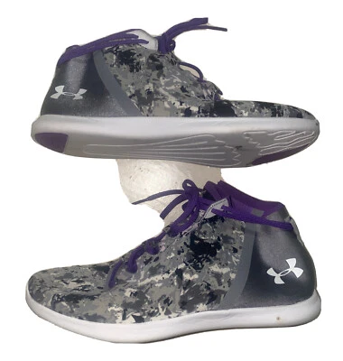 Zapatos UNDER ARMOUR MICRO G STRIVE V ligeros para mujer 7 plateados púrpura Speedform - Imagen 1 de 4