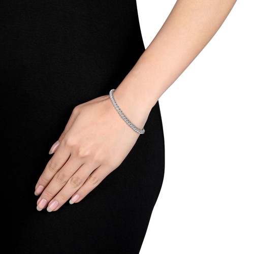 Amour Sterling Silver 1CT TDW Diamond Spiral Tennis Bracelet - Picture 4 of 5