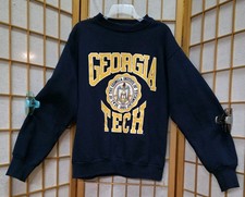 Vintage 80s 90s Signal Sports Georgia Tech Crewneck Sweatshirt Lg Made In USA