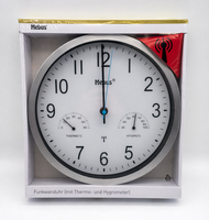 Mebus Funk Wanduhr Thermometer Hygrometer Lautlos Ø Ca 30 Cm Silber Neu
