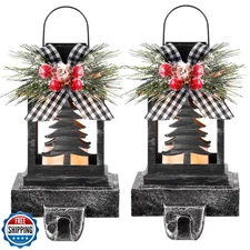 Therwen 2 Pcs Christmas Stocking Holders Lantern Christmas Stocki