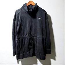 Nike Dri Fit Funnel Neck Tie Waist Pullover Long Sweatshirt Women L Black DD6140