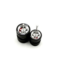 1x 5 Spoke Alloy 11/13mm Wheel Set w/ Lettered Rubber Tires for 1/64 Toy Cars