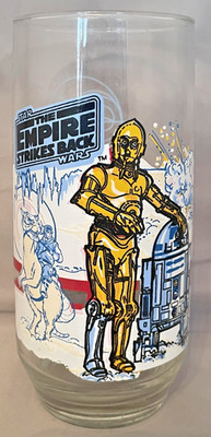Vintage Star Wars Empire Strikes Back C-3PO R2-D2 Burger King Glass USA 1980