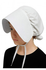 2 x White Victorian Style Bonnet Hat Fancy Dress Costume