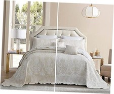 Oversized King Bedspread 128x120 Extra Extra Wide Super King 128"x120" Ivory
