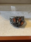 LOVELY HAND MADE VINTAGE ESTATE STERLING SILVER MUSSEL SHELL RING BAND SIZE 8.5
