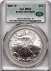 2007-W Burnished Silver Eagle MS69 CAC West Point
