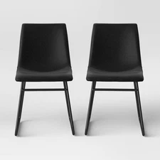 2pk Bowden Faux Leather and Metal Dining Chair Black - Project 62