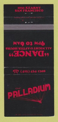 Matchbook Cover - Palladium Dance Club San Francisco CA 30 Strike