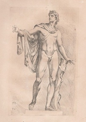 Apollo Roman sculpture statue nude etching Kupferstich Francois Perrier 1638.
