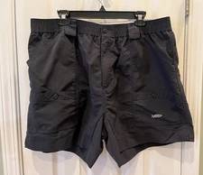 AFTCO Fishing Shorts Men’s 42 Black Elastic Waist 100% Nylon 6" Inseam Classic