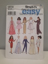 Simplicity Easy 9838 11.5" Fashion Doll Design Your Own Wardrobe Dresses