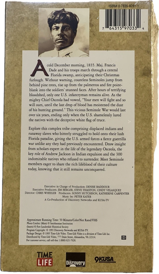 Time Life 1994 VHS How the West was Lost "Seminole The Unconquered" 50 Min New - Image 2 of 2