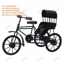 Indian Exclusive Wooden and Wrought Iron Miniature Rickshaw Black Color