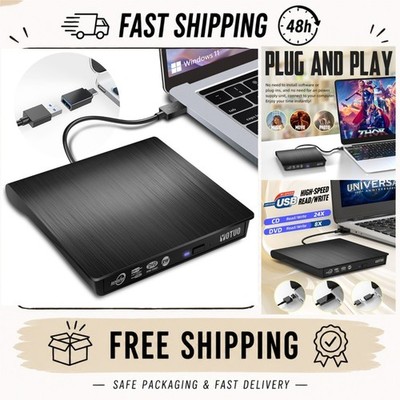 YOTUO External USB CD DVD Drive Burner Player USB-C for Laptop Mac