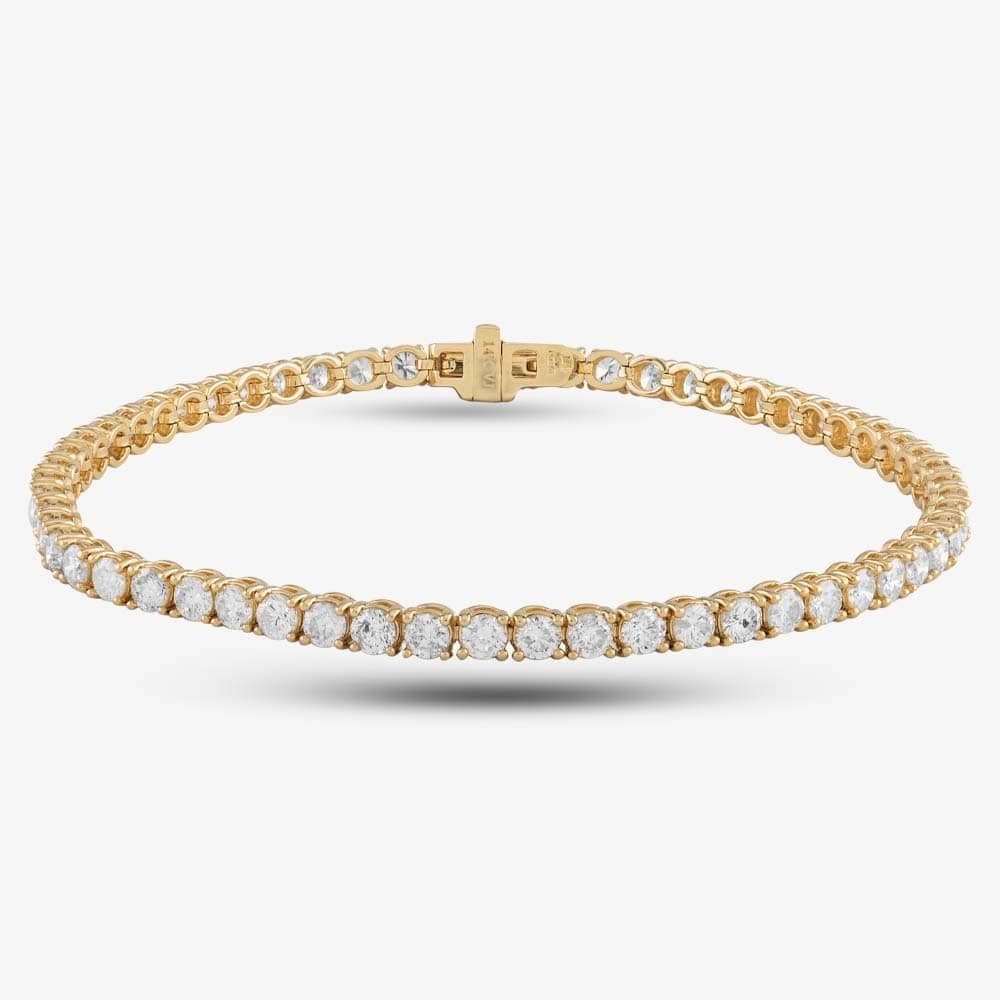 Second Hand 14ct Yellow Gold 6.21ct Brilliant Cut Diamond Tennis Bracelet 430...