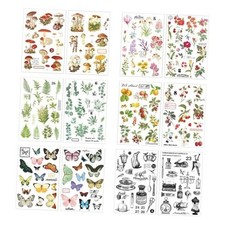 12 Sheets Rub on Transfers for Furniture Crafts Butterfly Flower Plant